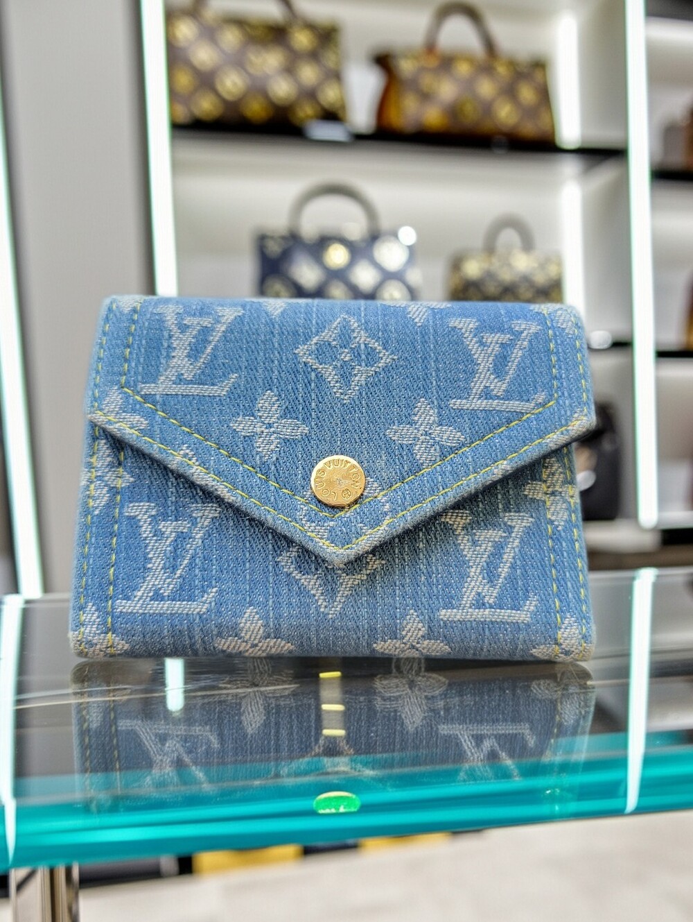 LOUIS VUITTON Victorine Wallet Blue Denim
